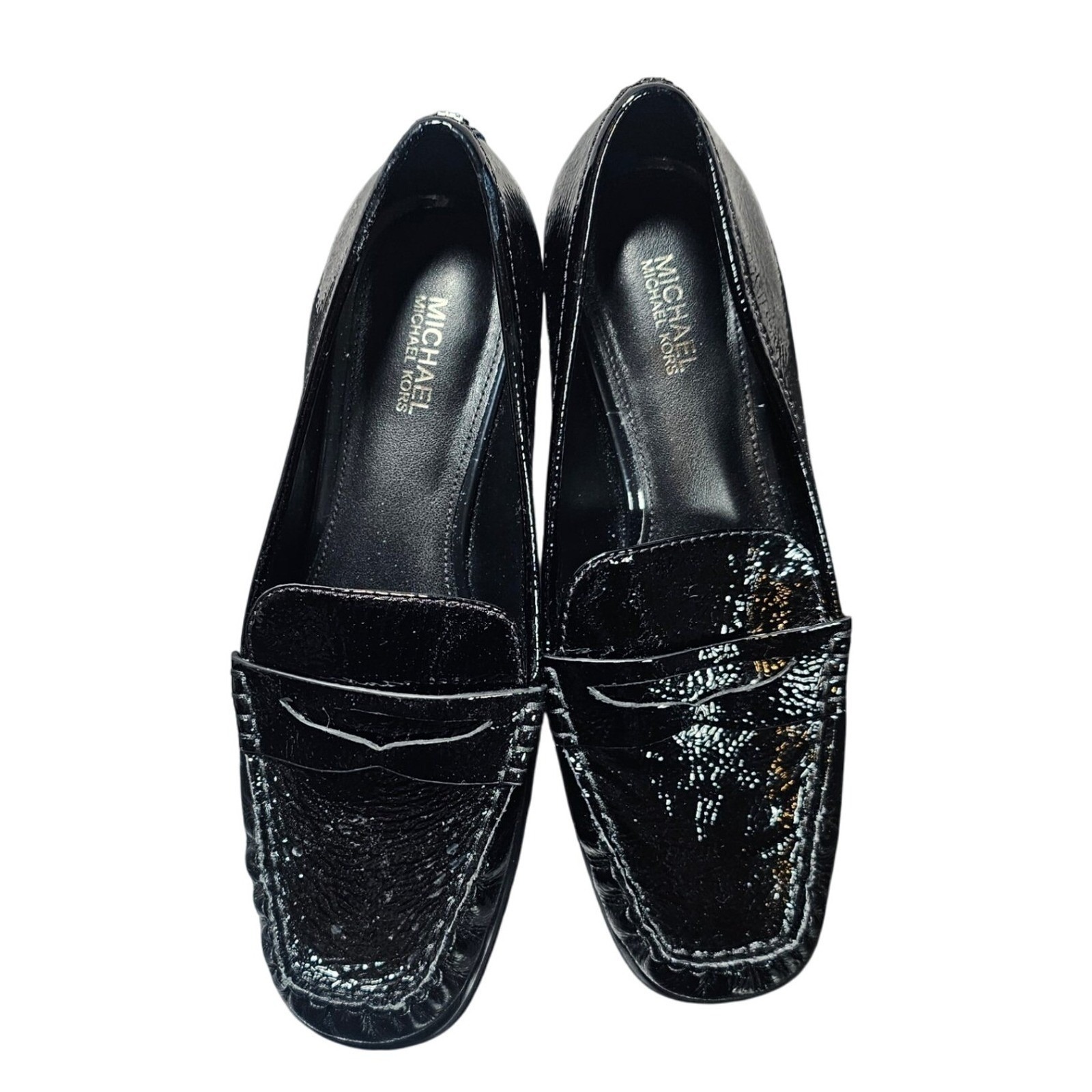Michael Kors Carlson Crackled Patent Leather Loafer Women's Size 7 Euc $145